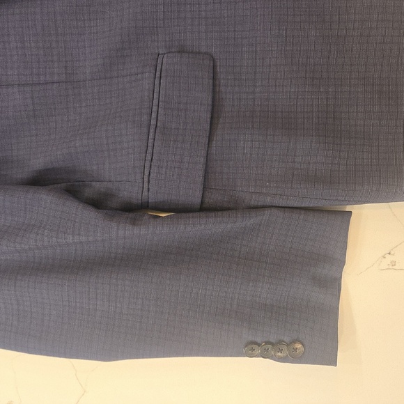 Theory Mens Plaid Gingham Wool Blazer Sports Coat Blue Black Size 42S - Picture 4 of 9